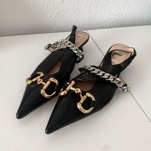 Gucci horsebit with chain slingback shoes